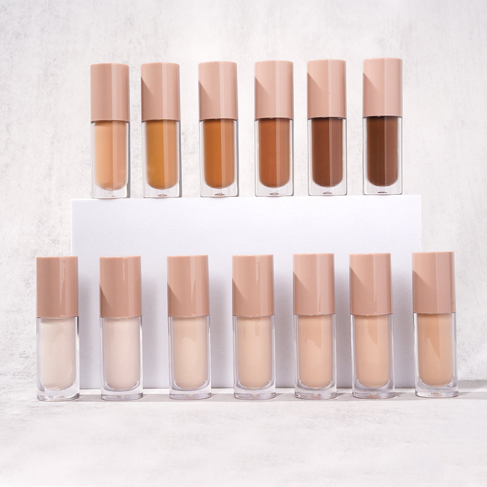 CONCEALER cruelty-free makeup good liquid full coverage small brown cap round tube