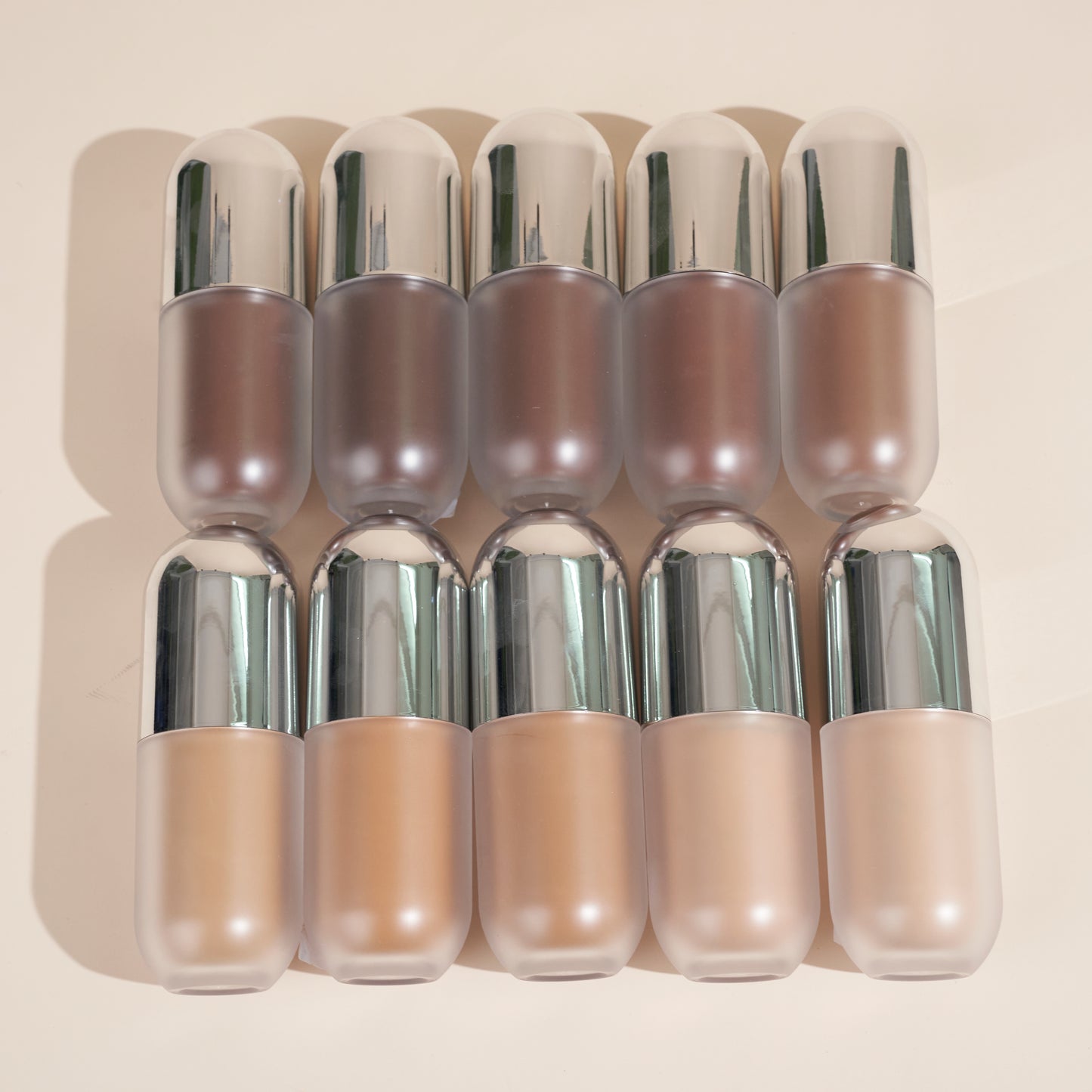 FOUNDATION OEM&ODM full coverage makeup matte silver cap capsule bottle