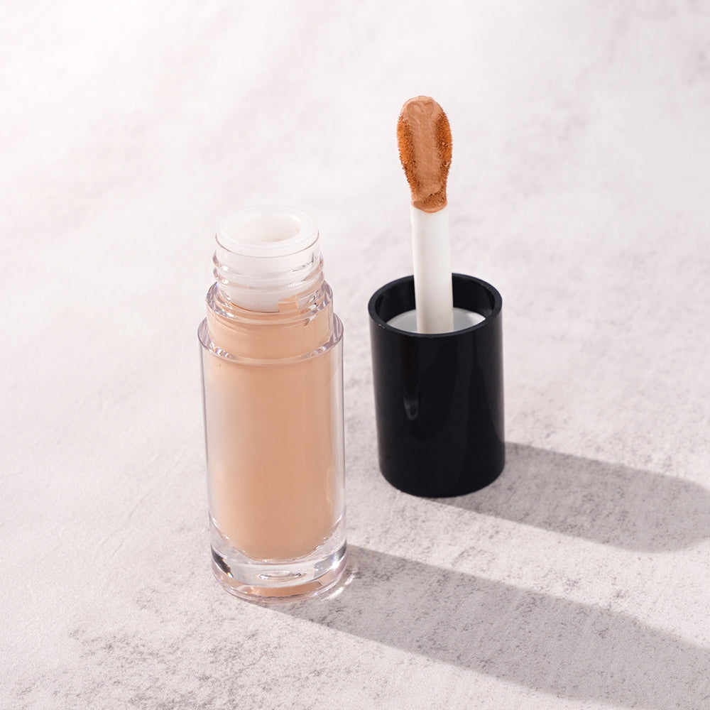 CONCEALER cruelty-free makeup good liquid full coverage small black cap round tube