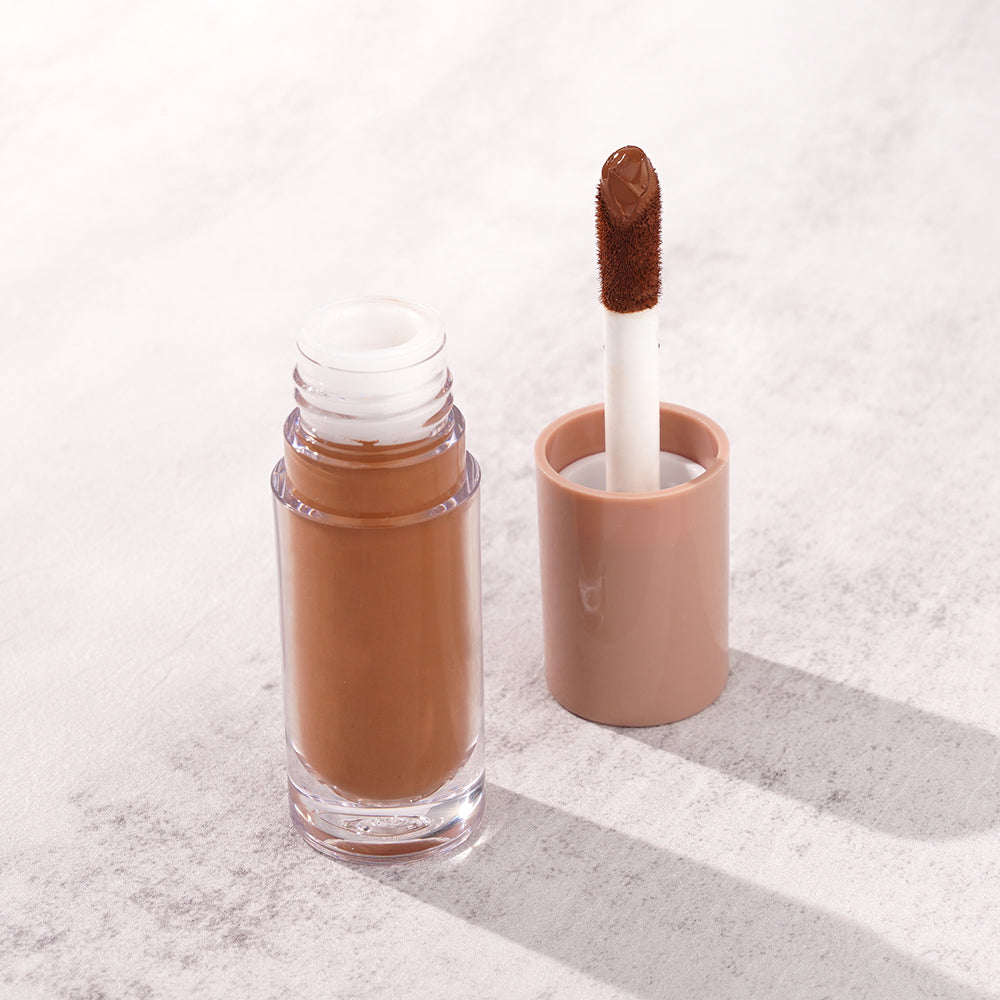 CONCEALER cruelty-free makeup good liquid full coverage small brown cap round tube