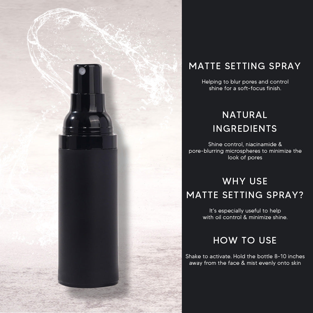 SETTING SPRAY matte waterproof long lasting makeup vegan black small bottle