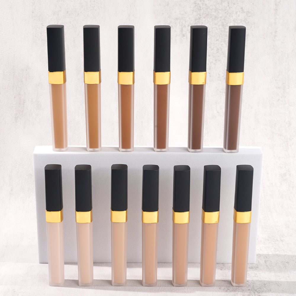 CONCEALER waterproof full coverage vegan black cap gold hoop scrub tube