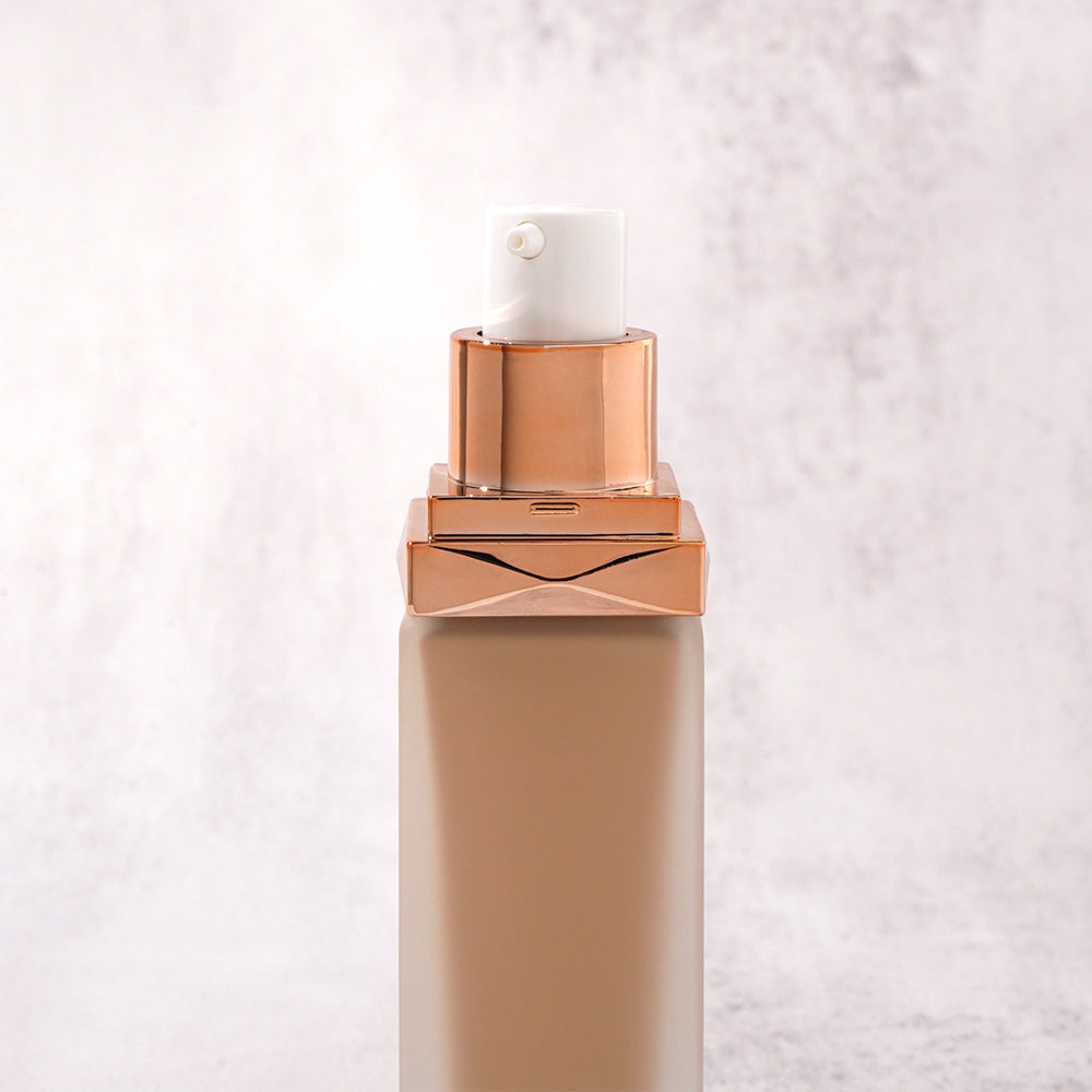 FOUNDATION rose gold caps matte waterproof long lasting full coverage vegan